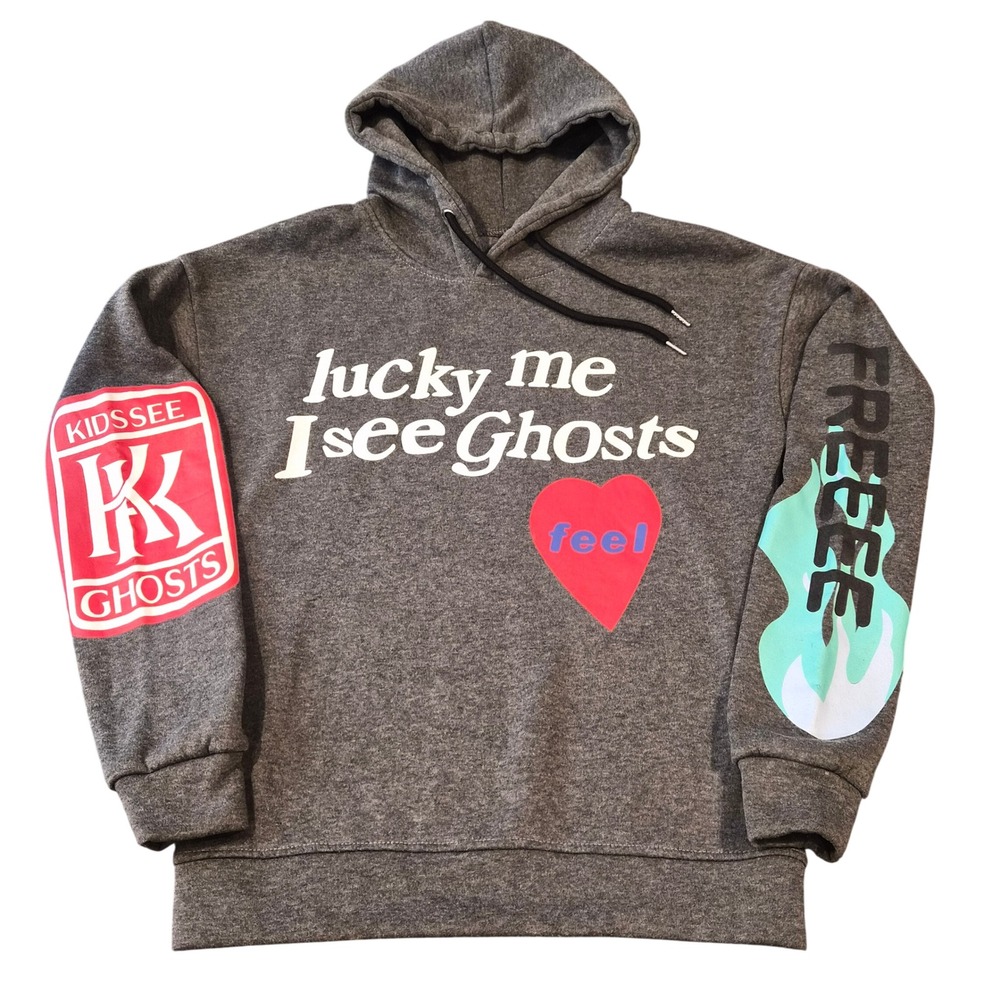 Kids See Ghosts Lucky Me I See Ghosts Hoodie Charcoal Grey Medium CPFM Style